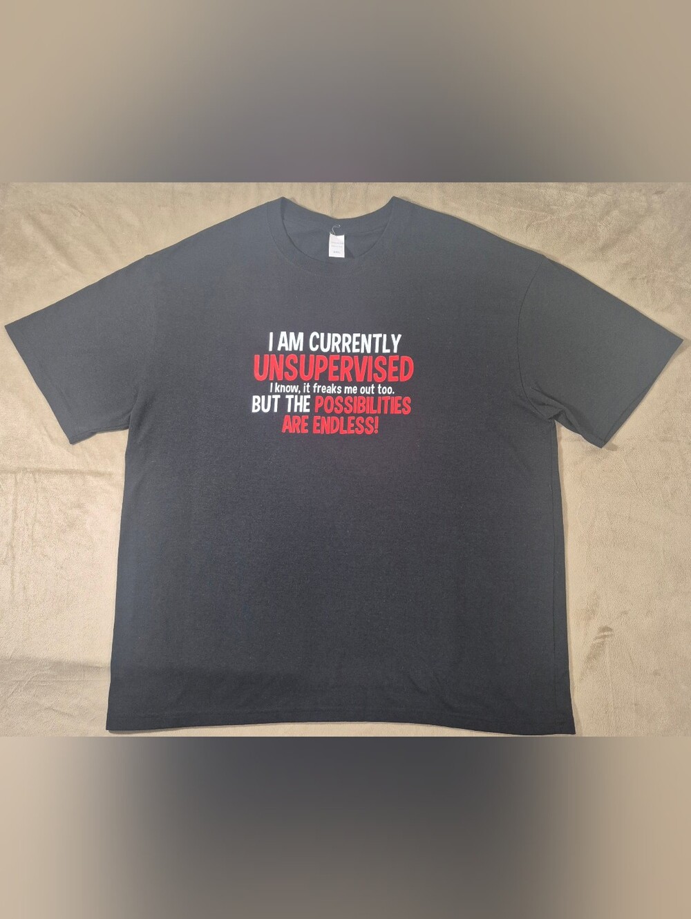 Black Graphic Tee 'I Am Currently Unsupervised'